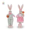 Large Easter Rabbit Ornament with Carrot and Flowers – Pink, Light Green, Brown Hanging Decoration