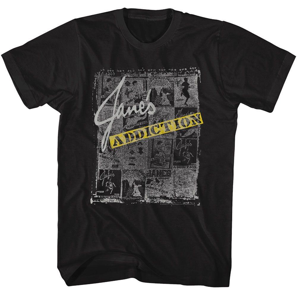 Janes Addiction Newspaper Collage Black Music T-shirt Tops Tees Men's Women's Unisex