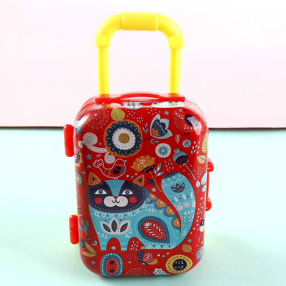 Mini Mini Trolley Case Modell Djurmönster Resväska Djur Resväska Leksak Plåt Färgtryck Tecknad Spargris Barn