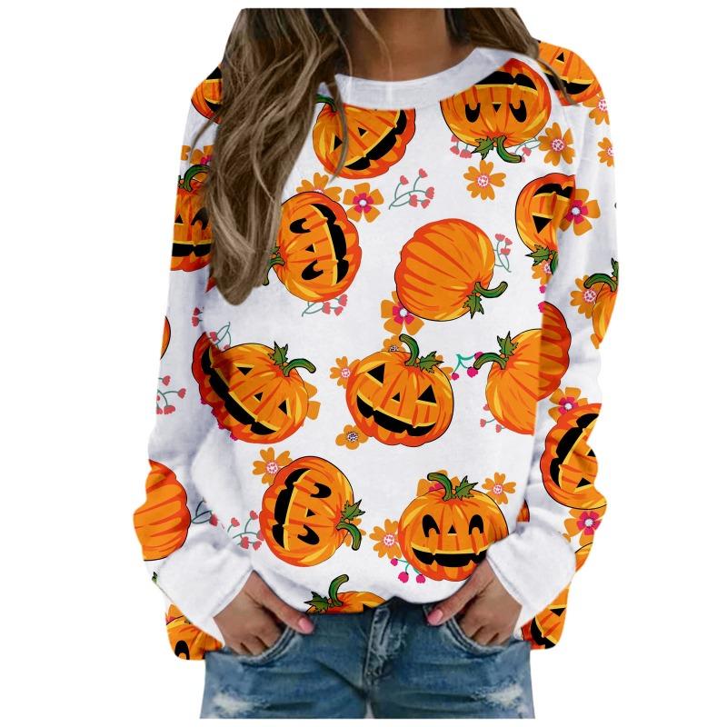 Halloween Tops Thin Sweatshirt Fashion Printed T Shirts for Women Clothes Casual T-Shirts Y2k Top Blusas Ropa Mujer Streetwear