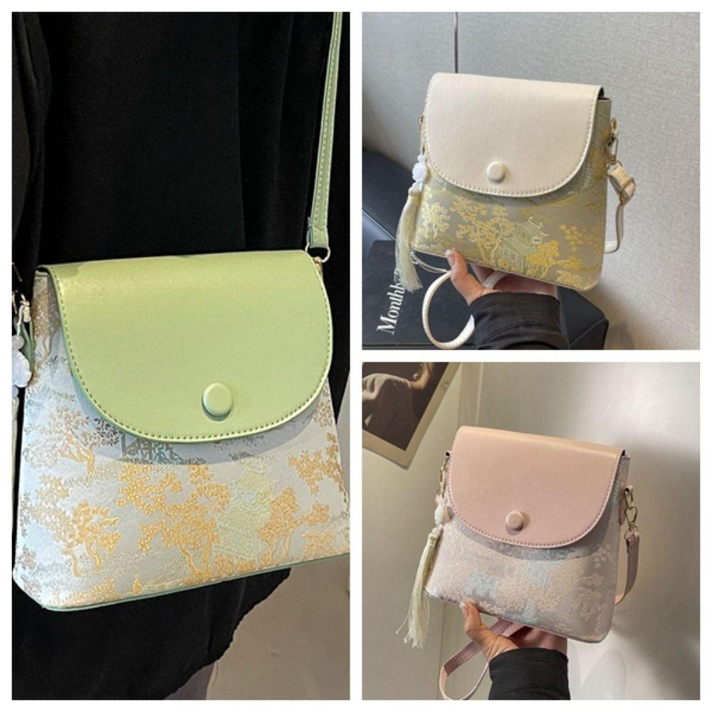 Versatile Chinese Style Crossbody Bag PU Leather Cheongsam Bag Embroidered Purses  Shopping