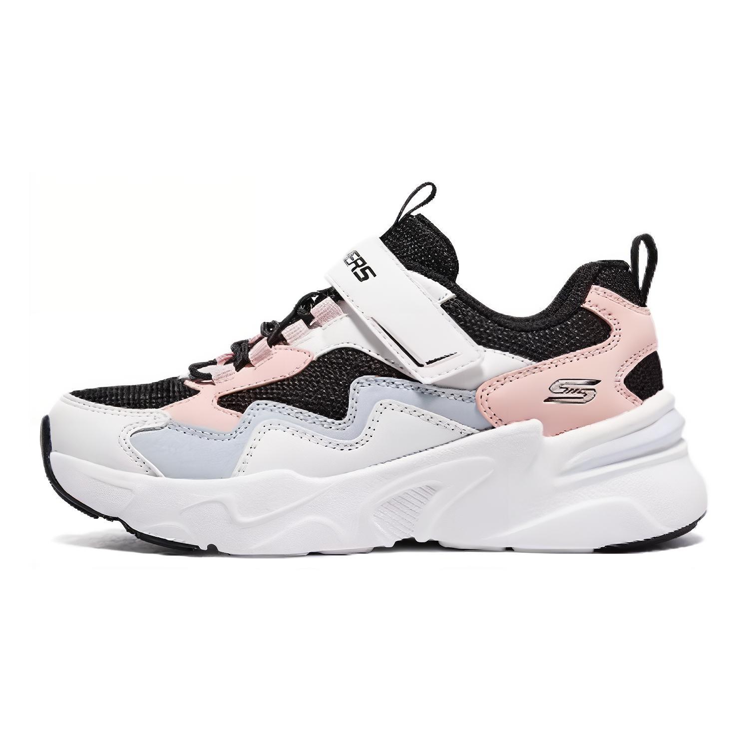 Skechers Slip-Resistant Shock-Absorbing Durable Low-Top Casual Shoes Kids sneakers White Black Pink 319007L-WBPK 27.5