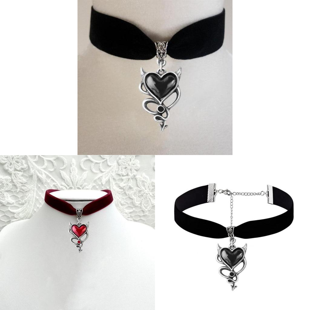 Gothic Punk Heart Pendant Necklace With Stainless Steel And Moon Charm For Women