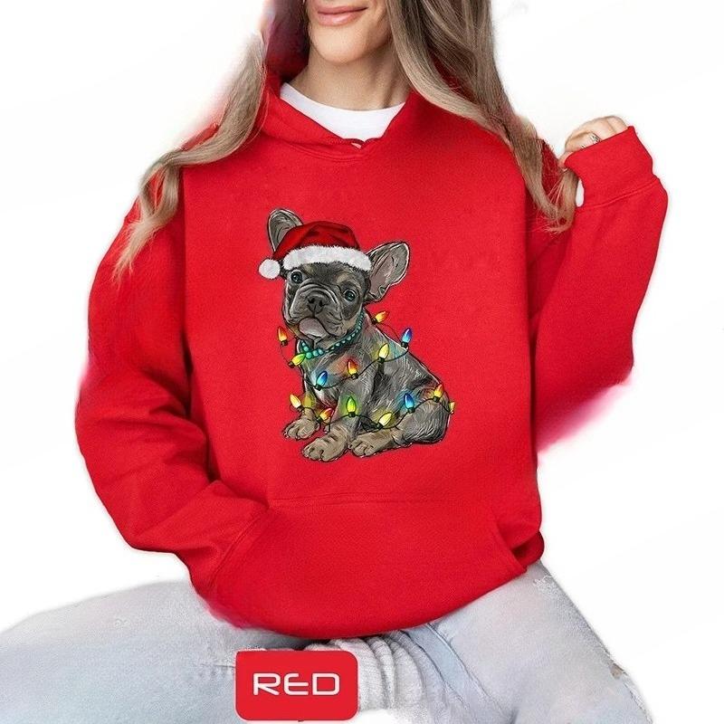 Christmas Dachshund Printed Hooded Sweatshirt Merry Christmas Women's Loose Fleece Hoodies Xmas Dog Cartoon Anime Hoody Clothing