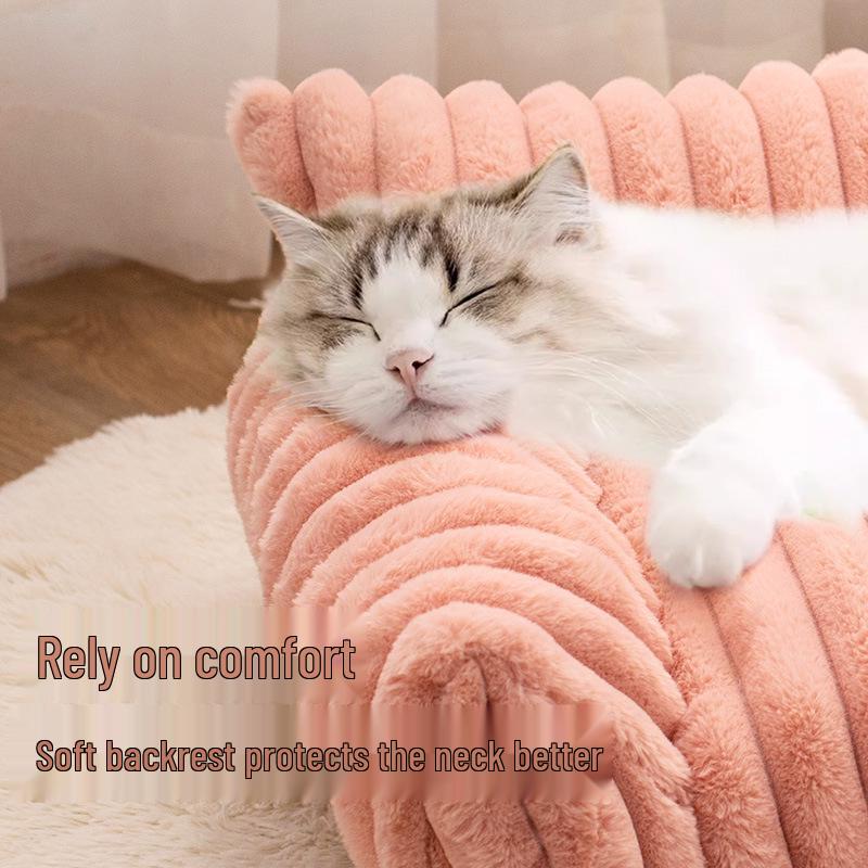 Cross-Border Plush Pet Bed: Large Rabbit Fur Sofa, Wear-Resistant Dog/Cat Nest for All Seasons.