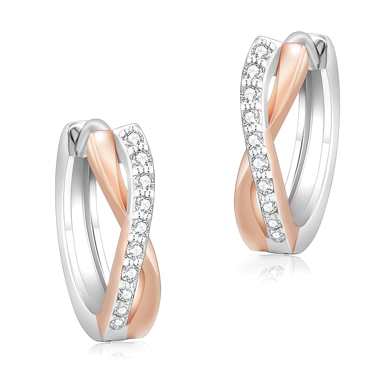 

KRKC hoop earrings ladies earrings zircon earrings silver 925 Compatible with metal allergies popular earrings for women 13mm binaural set Birthday