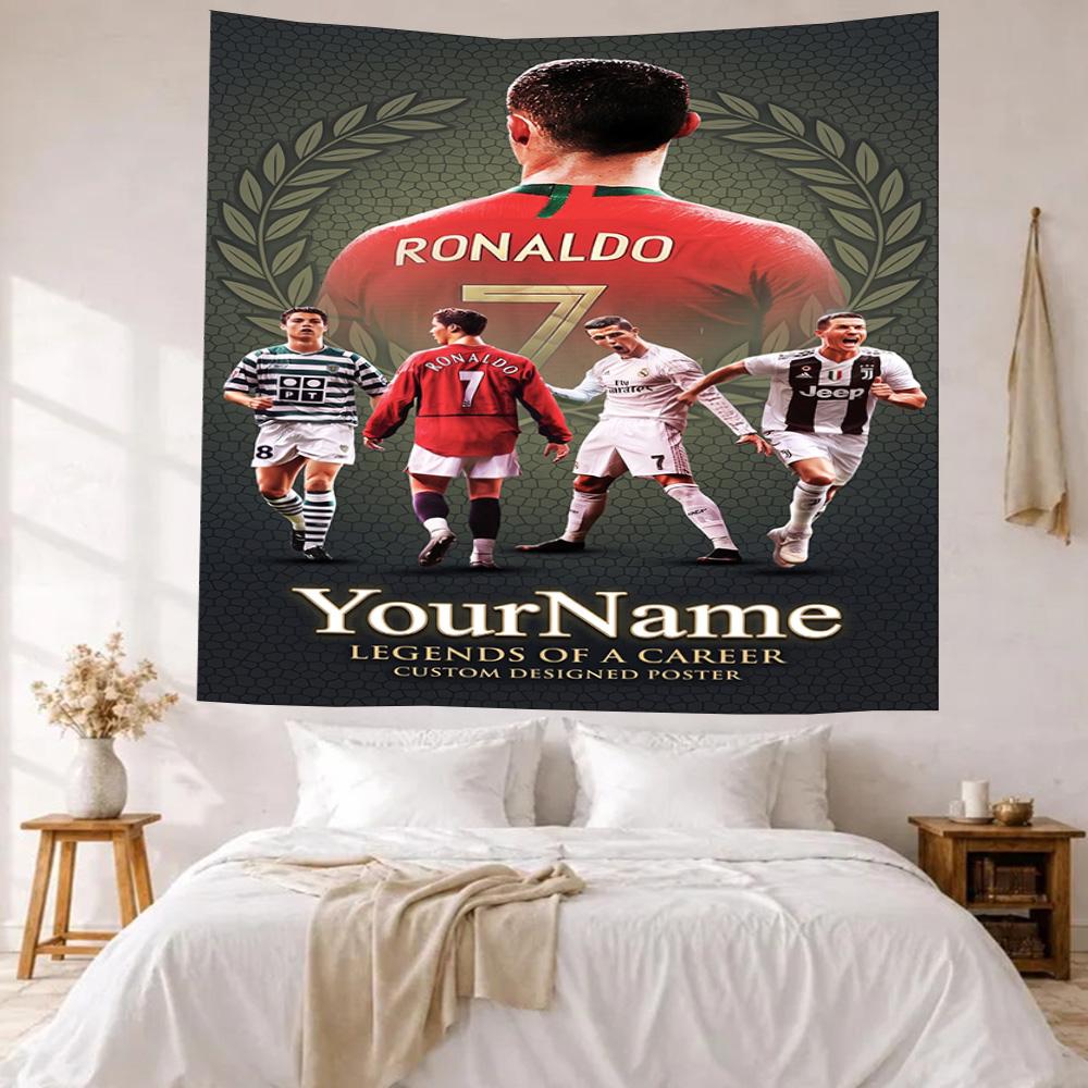 Cristiano Ronaldo Custom Your Name Wall Decor Tapestry Art For Pet Memorial Birthdaywedding Party Backdrop Family Gift