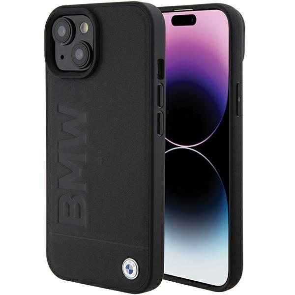 BMW BMHCP15MSLLBK iPhone 15 Plus / 14 Plus 6.7" Black Leather Hot Stamp