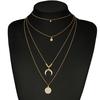 Multilayer Choker Horn Long Crescent Moon Pendant Necklace Chain Jewelry Women