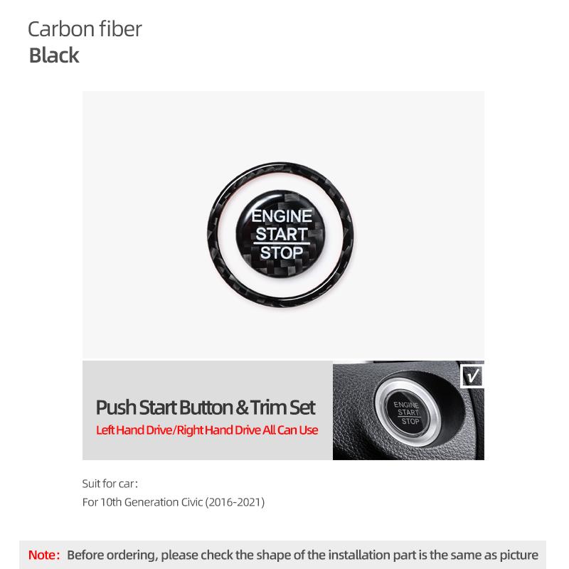 Real Carbon Fiber Engine Start Stop Button Circle Cover Sticker For For Honda Civic 10th Gen 2016-2025 Car Interior Accessories