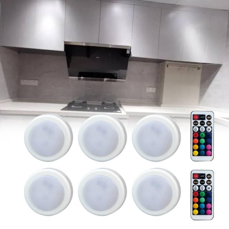 Compact Type-c Usb Mini Rechargeable Remote Control Cabinet Light With Colorful Warm Lighting Options