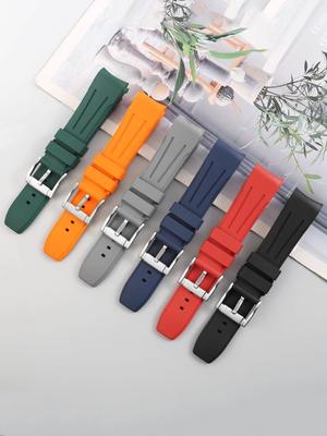 New High-quality Fluororubber Watch Strap For Longines Omega Mido Tissot Rolex Water Ghost Arc Mouth Silicone Bracelet 20mm