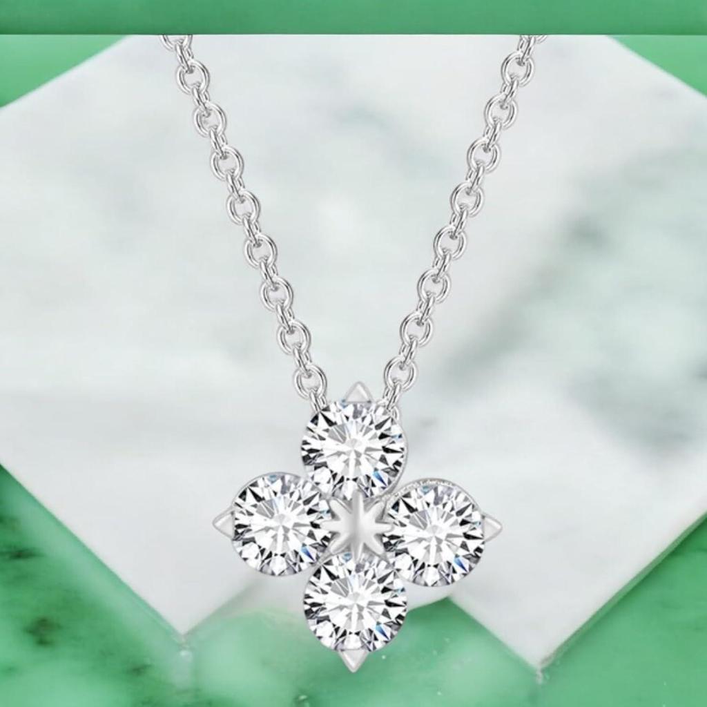Pendant with Link Chain, Floral Shape Necklace for Women & Girls