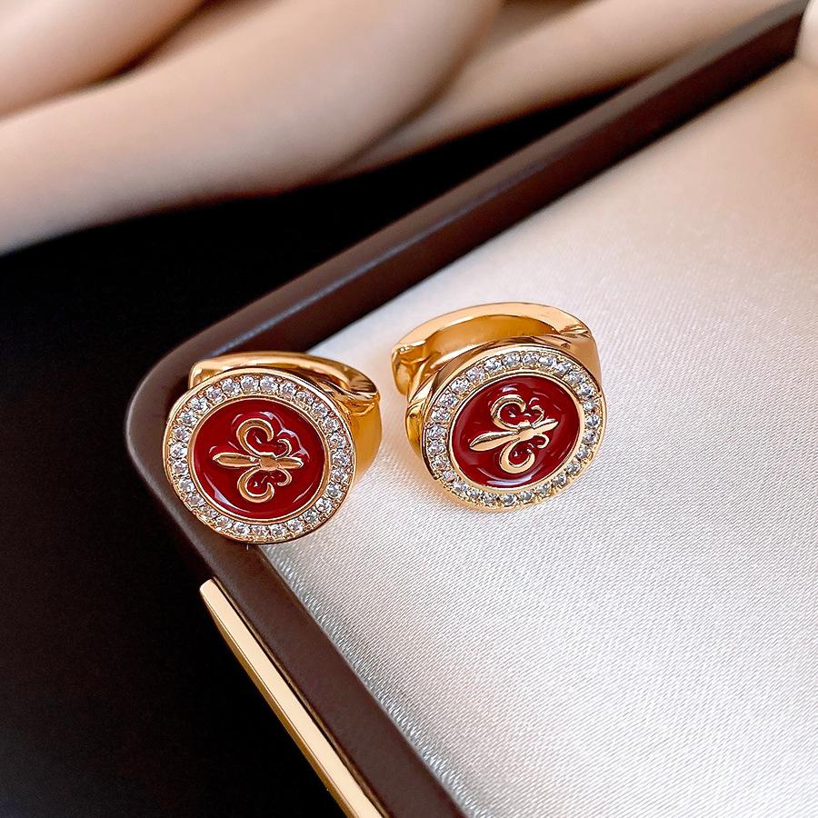 18k real gold electroplated dripping oil round iris ear buckle simple commuter earrings earrings