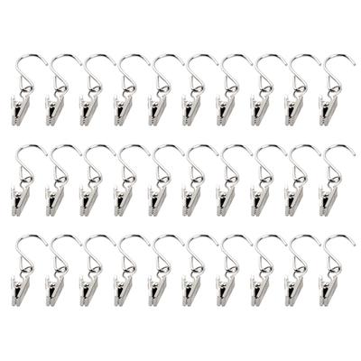 30Pcs Silver Shower Curtain Clips Hooks S Shape Hook Hanger Wire Holder for Home