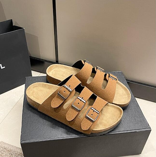 Flat Slippers Women Men Slippers Luxury Indoor Bottom Non Slip Cork Slippers Women's Beach Outdoor Home Flip Flops Sandals2024