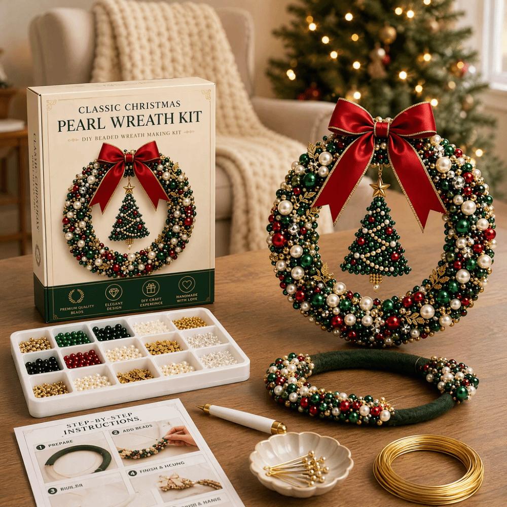 Bastelset Weihnachts-Kranz Bastelmaterial-Set Perlenkranz-Set Kreatives Perlenkranz-Set Geschenk