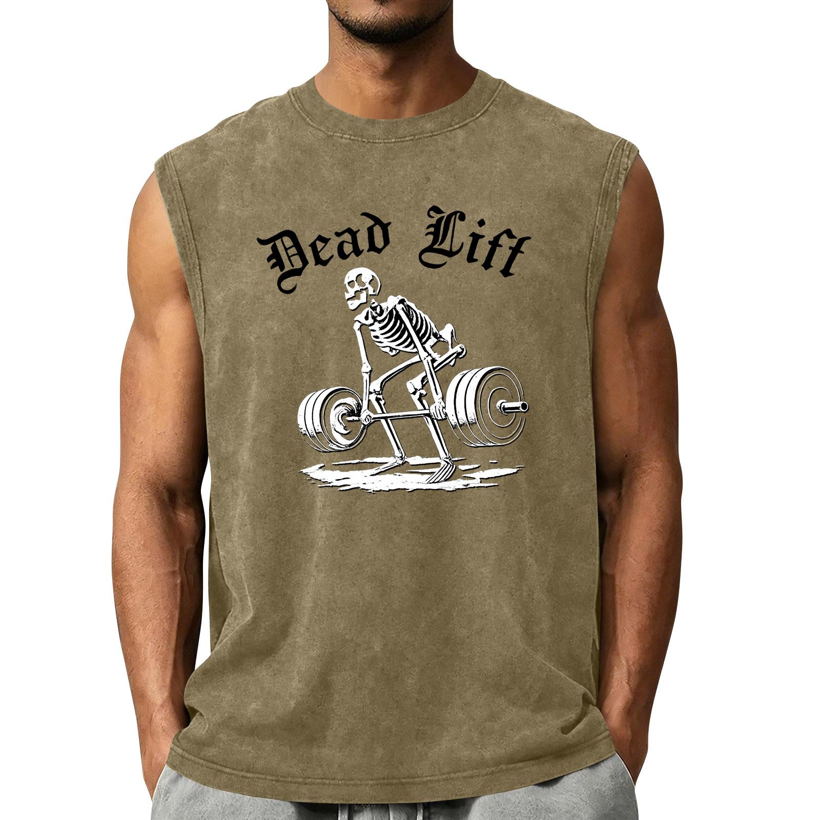 Men s Halloween Distressed Vest Round Neck Casual Comfortable Top for Costume Parties L