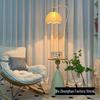 Cream Floor Lamp with Storage and Coffee Table for Living Room and Bedroom Decor