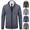 2026 Autumn/Winter Men's Fleece-lined Korean Style Knitted Cardigan Sweater: Trendy Thick Outerwear