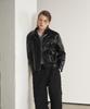 Sperone Double Line Trucker Two-Way Leather Jacket (Black)