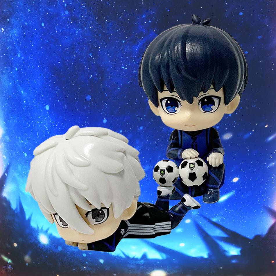 10cm Blue Lock Gk Anime Figure Nagi Seishiro Isagi Yoichi Q-Version Kawaii Cute Sitting Pose Model Statue Kid Desktop Decoration