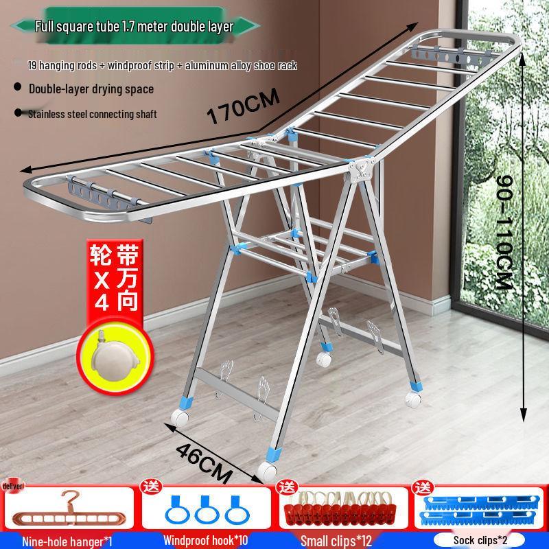 Foldable Stainless Steel Clothes Rack for Indoor/Outdoor Use