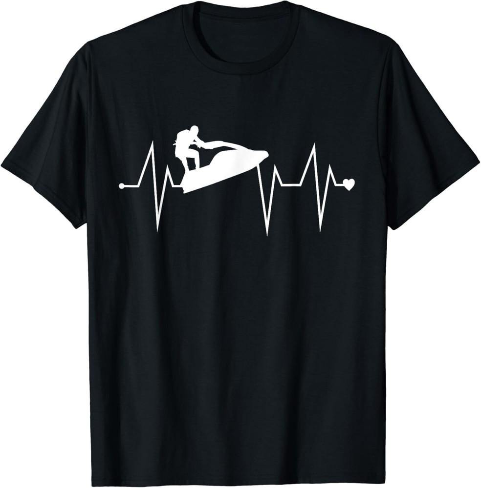 

Funny Jet Ski Water Skier Heartbeat Heart Pulse Rate EKG Gift Unisex T-Shirt 4XL
