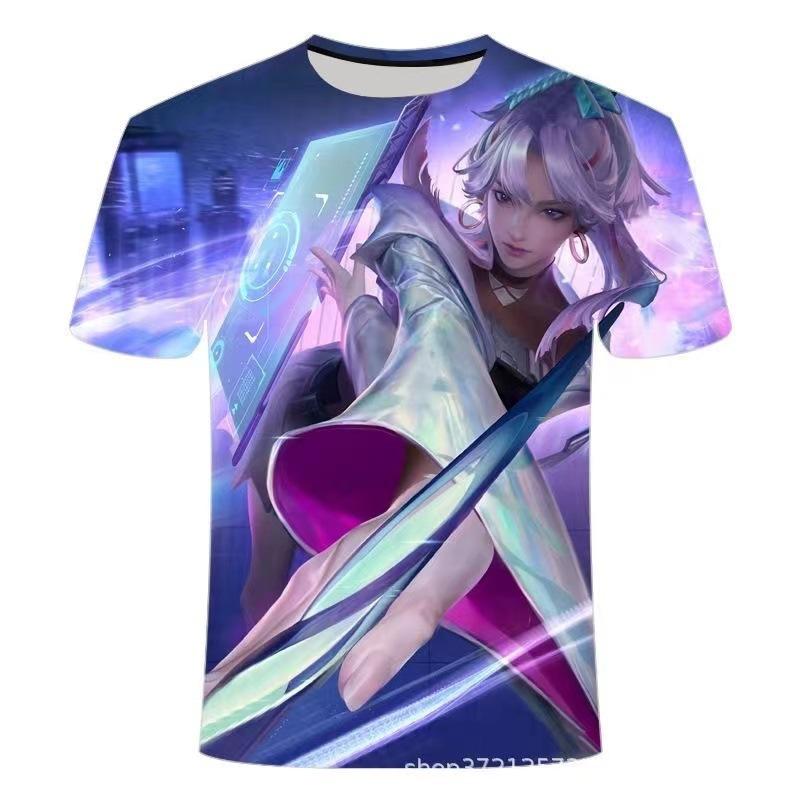 Summer King of Glory Game Clothes Men's Short Sleeved T-shirt for Middle School Students 3D Digital Printed T-shirts Top