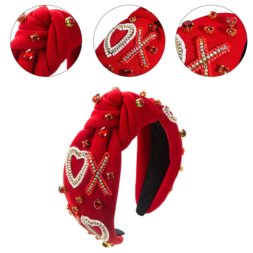 Candy Color Knotted Headband Rhinestone Embellished Hairband Wide Top Knot Headbands Headwear Hair Accessory for Women