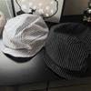 Short Brim Octagonal Hat Adjustable Newsboy Cap Lightweight Striped Berets  for Women Girl