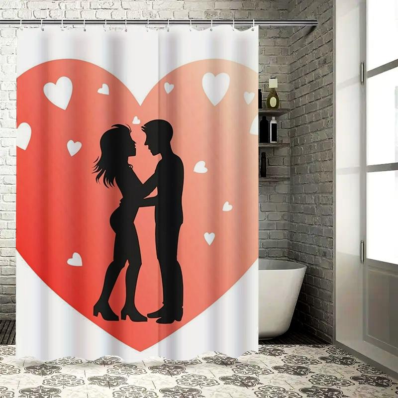 Romantic Couple In Heart Waterproof Shower Curtain