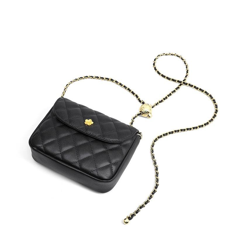 Bag Women's Bag Cowhide Crossbody Chain Bag One Shoulder Versatile Diamond Small Bag Fashion Birthday Gift for Wife
