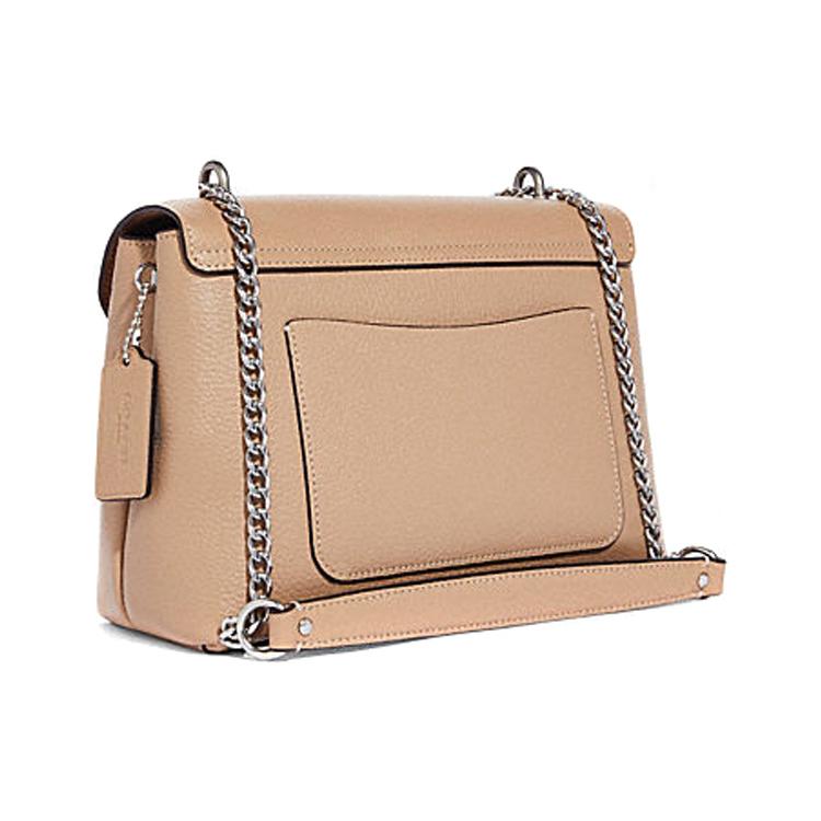 New COACH Polished Leather Convertible Crossbody Bag Medium Size Women's Milk Tea CA146-SVUM