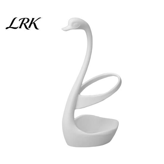 Widened Base Toothbrush Holder 3D Printed Swan Holder, Bathroom Organizer with Hollow Water-Draining Design, Black White Stable Stand Dual Color, белый