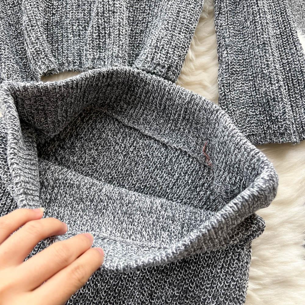 Autumn And Winter Loose V-Neck Knitted Sweater Vintage Pullover Sweater + Mid-Length Half-Body Skirt Two-Piece Set