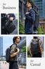 Grevio Men's Slim Cordura Nylon and Genuine Leather Business Backpack, Fits 14-inch PCs, Water-Repellent, Large Capacity, Multi-Storage, YKK Zipper,
