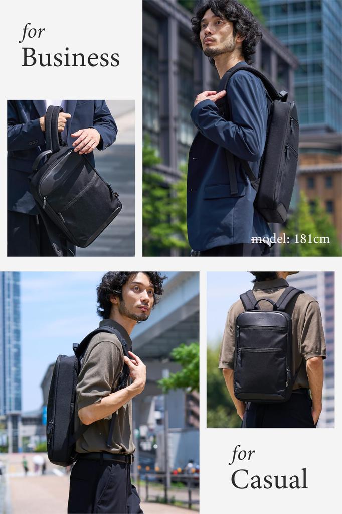 Grevio Men's Slim Cordura Nylon and Genuine Leather Business Backpack, Fits 14-inch PCs, Water-Repellent, Large Capacity, Multi-Storage, YKK Zipper,