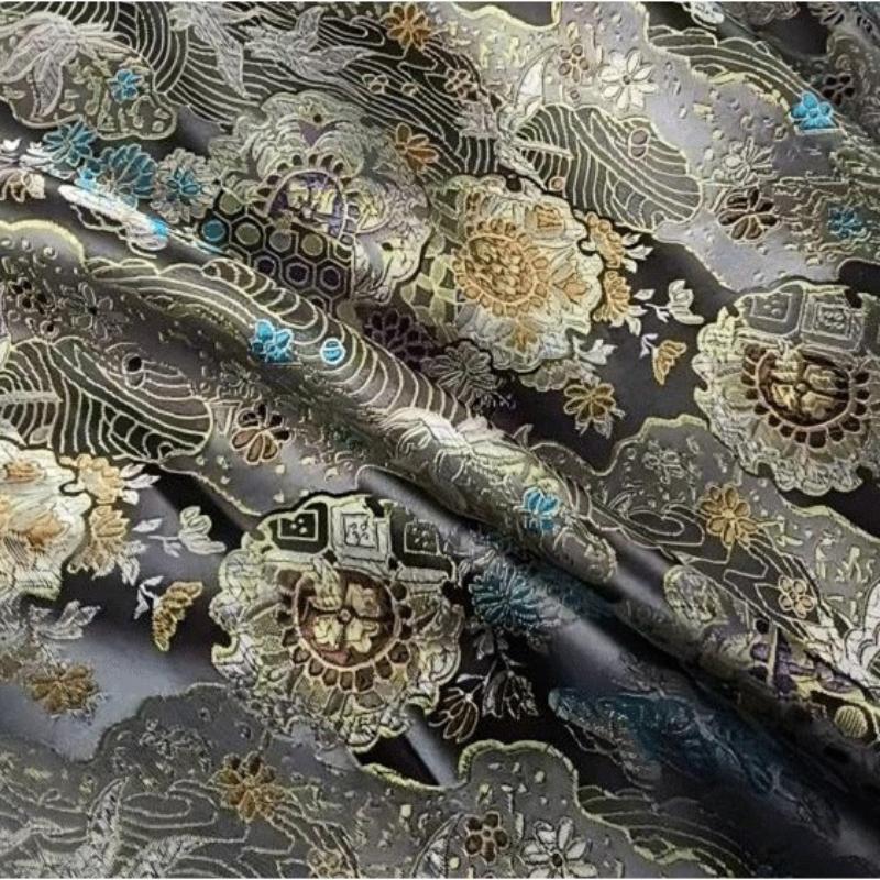Wide 75cm Chinese-style Crane Jacquard Fabric for Sewing Traditional Hanfu Tang Suit Coat Luxuriou Satin Ethnic Clothing