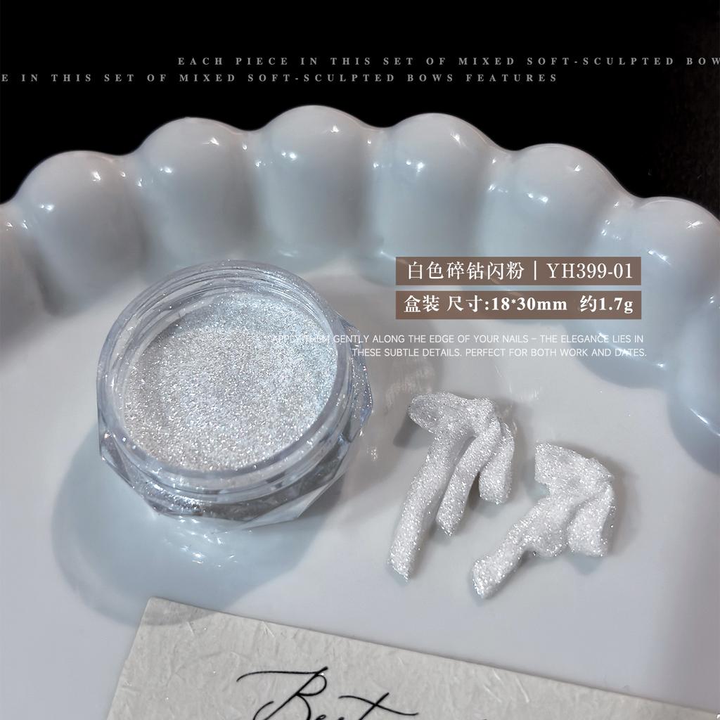 Explosive Shining Nail Accessories Broken Powder 2026 New White Fine High Gloss Star INS Decoration