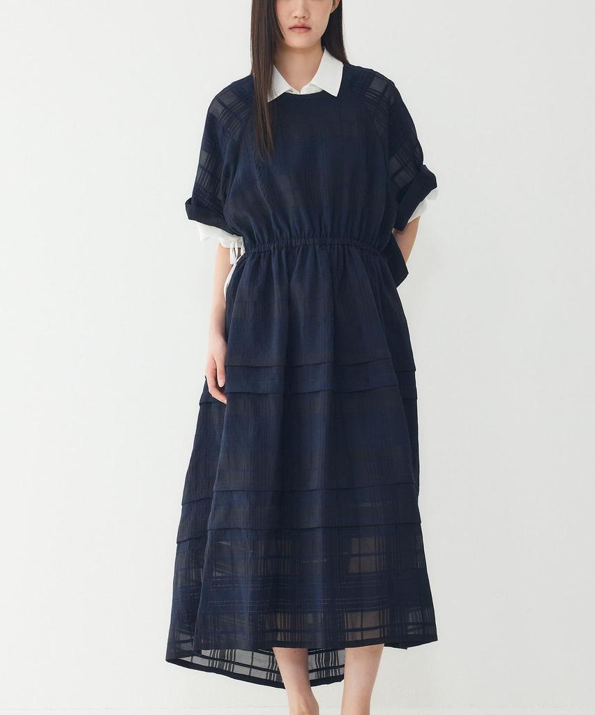 STUDIO TOMBOY Backless See-Through Check Dress_Dark Navy 9106241204