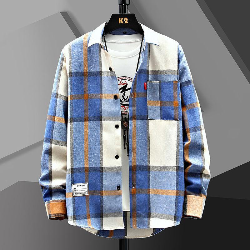 Camisas xadrez para homens Moda Roupas Camisas masculinas Roupas Harajuku Vintage Chegadas de primavera