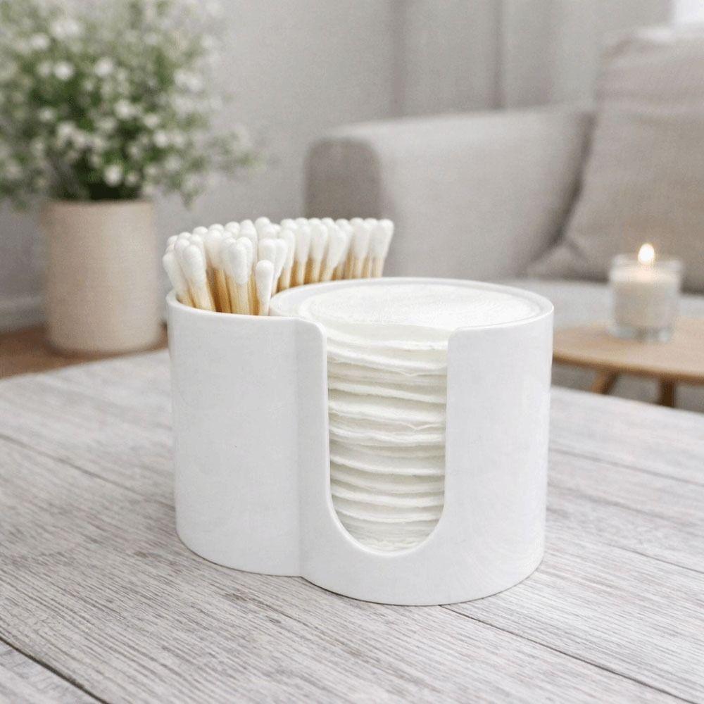 Large Capacity Qtips Storage Holder Save Space Powder Puff Storage Box Cosmetic