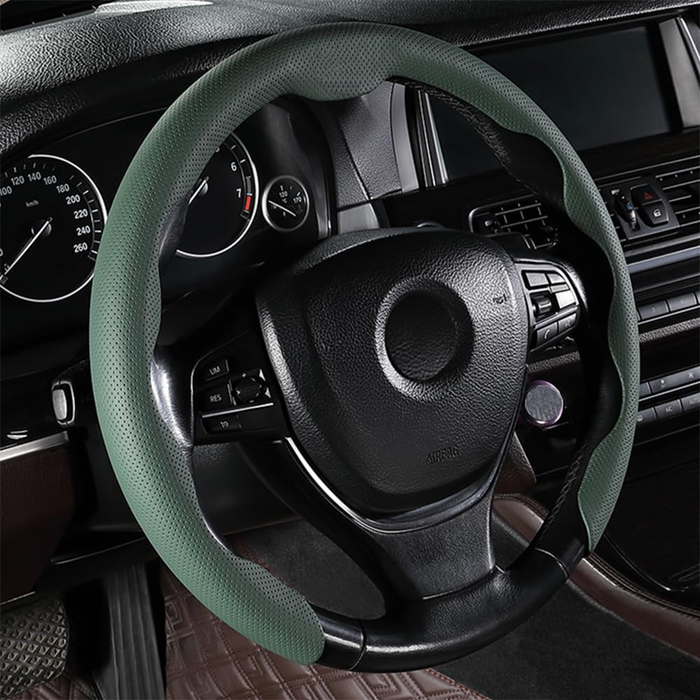 EIING Car Steering Wheel Universal Genuine Protective Cover for Standard Suitable for S and M Easy Cover, Leather, Breathable, Anti-Slip,
