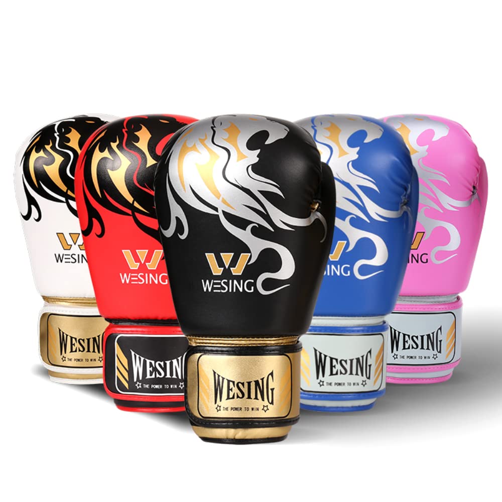 Wesing and Professional Grade Boxing Kickboxing Bagwork Gel Sparkling Training Gloves Martial Arts Boxing Gloves Women's Men's Gloves,
