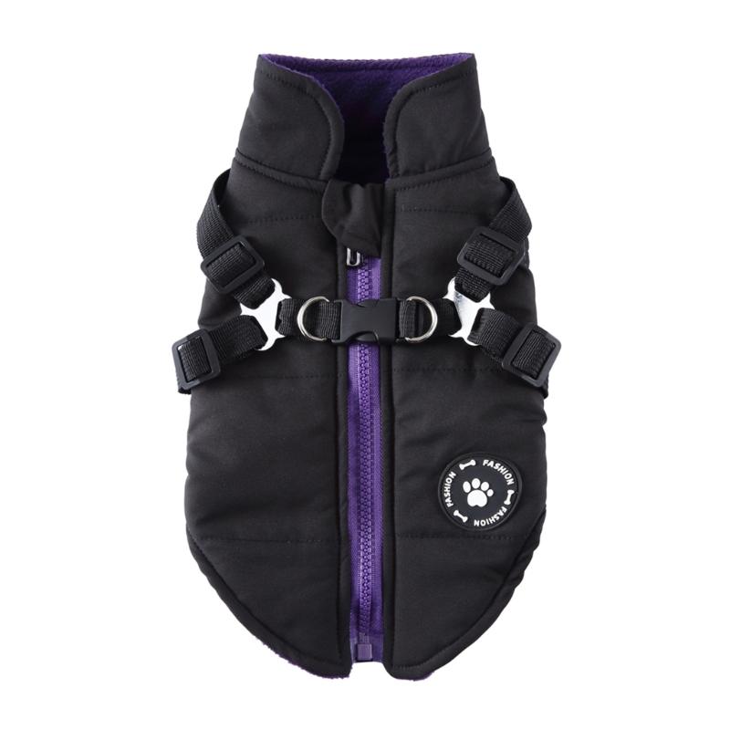 Dog Coat With D Ring Winter Warm Dog Jacket Dog Vest For Walking Pet Dog Coat Dog Clothes Jacket Winter Pet Dog Clothes S чёрный