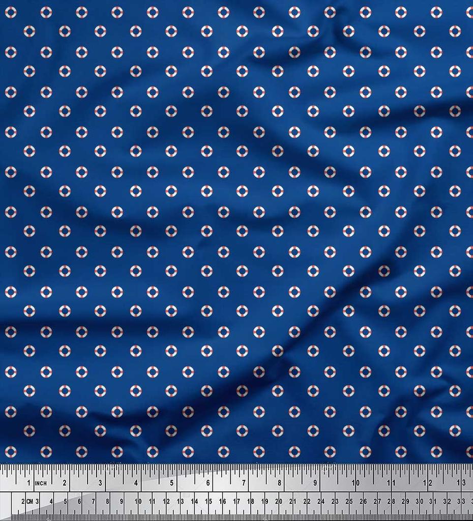 Soimoi Japan Crepe Satin Fabric Swimming Ring Small Printed Craft Fabric by the metre 42 Inch