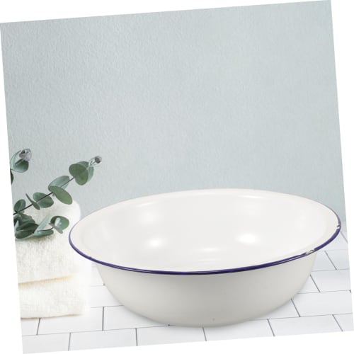 TOGEVAL Enamel Footbath, Foot Basin for Soaking Foot, Enamel Foot Basin, Basin, Vintage Footbath, Retro Foot Washing Station, White