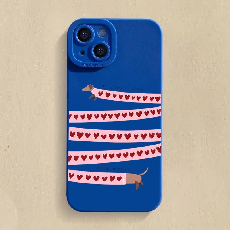 Cute Sausage Dog Pattern Silicone Phone Case For iPhone 17 16 15 14 13 12 11 Pro Max 17 Air 16E XS X XR 7 8 Plus Soft Cover