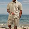 European and American Men's Summer Thin, Loose, Breathable, Casual Solid Color Jacquard Lapel Short Sleeved Polo Shirt for Men
